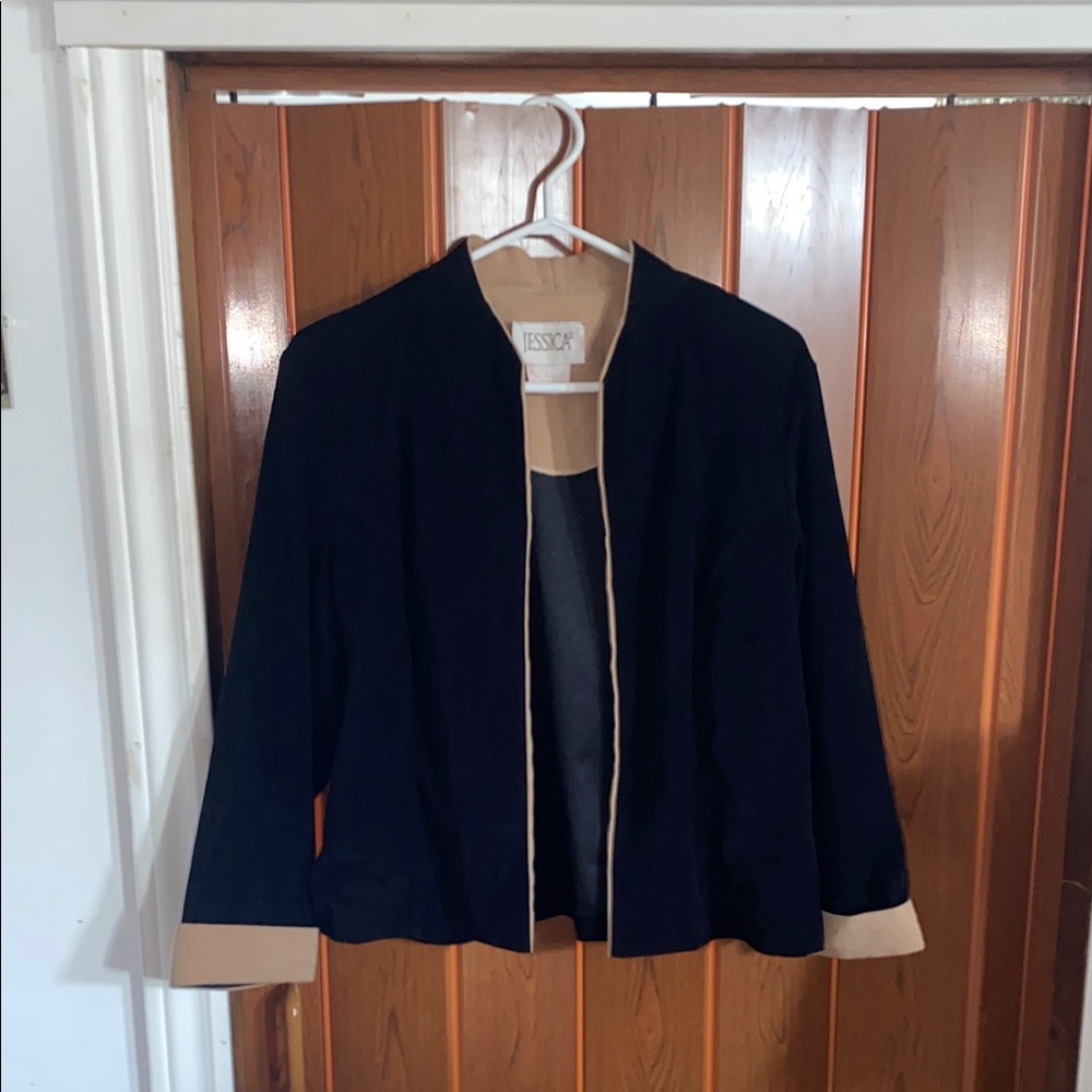 Vintage Jessica Black and Tan Women's Jacket